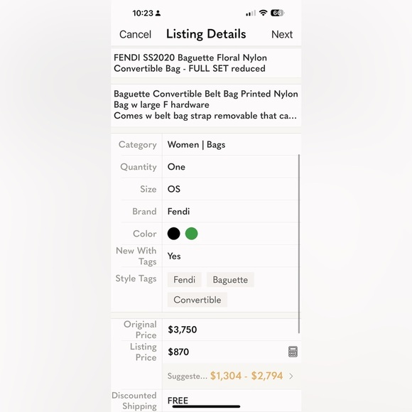 FENDI SS20 Floral Nylon Baguette Convertible Bag w RECEIPT/ TAGS - Picture 15 of 16